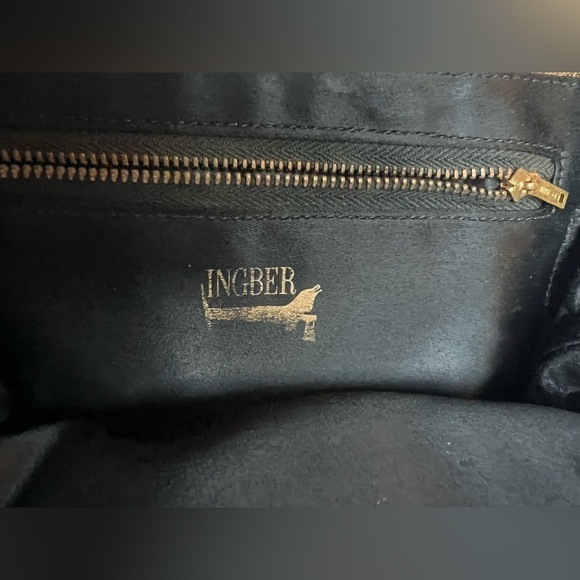 Vintage Ingber Black and Gold Felt Hand Bag - Picture 5 of 13